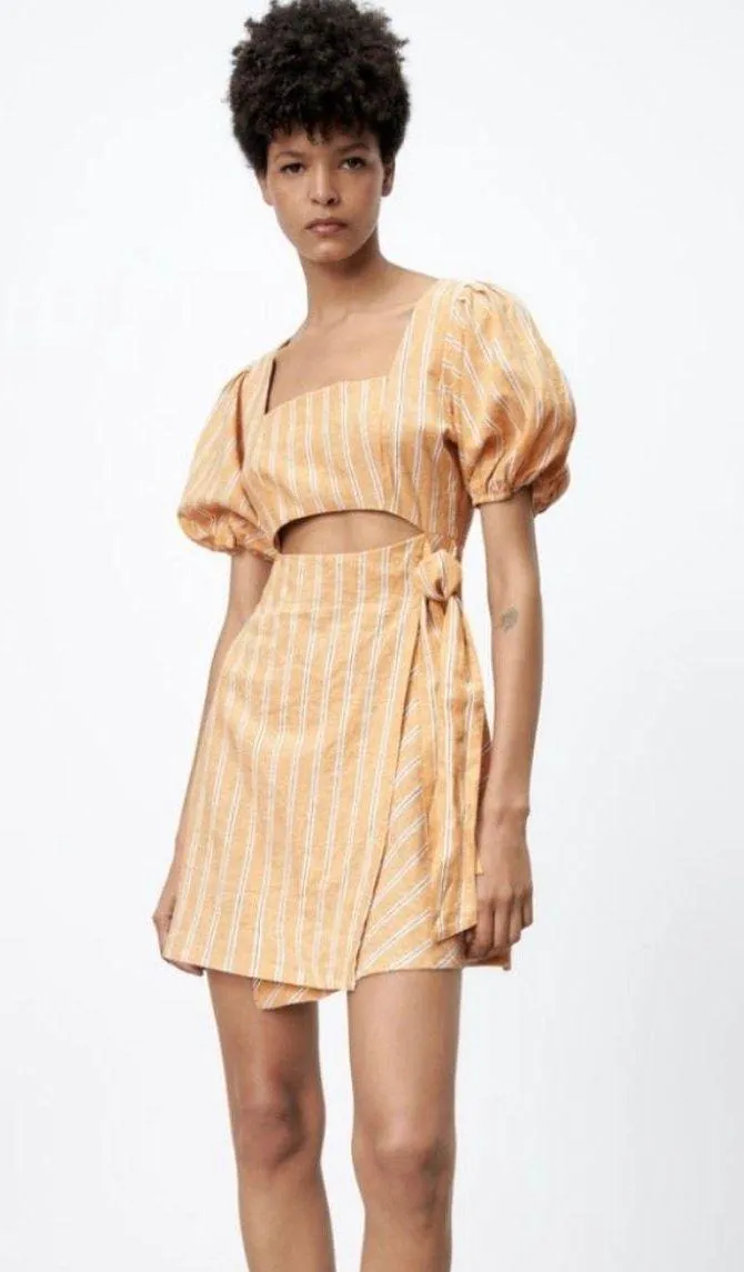 Puff Sleeve Striped Dress - Image 3
