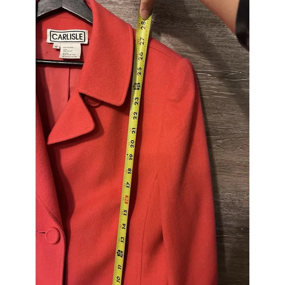 CARLISLE Women Sz 12 CASHMERE OXFORD Bright RED JACKET Blazer CAREER Office - Image 4