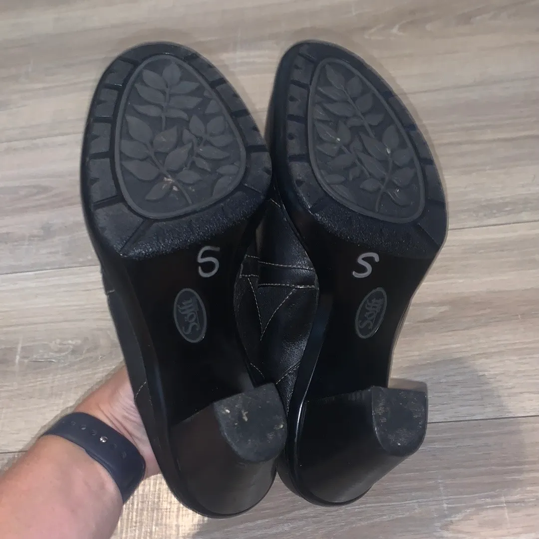 SOFFT Women Loafer Chunky Heel Black Leather Comfort Shoe Size 9.5M - Image 6