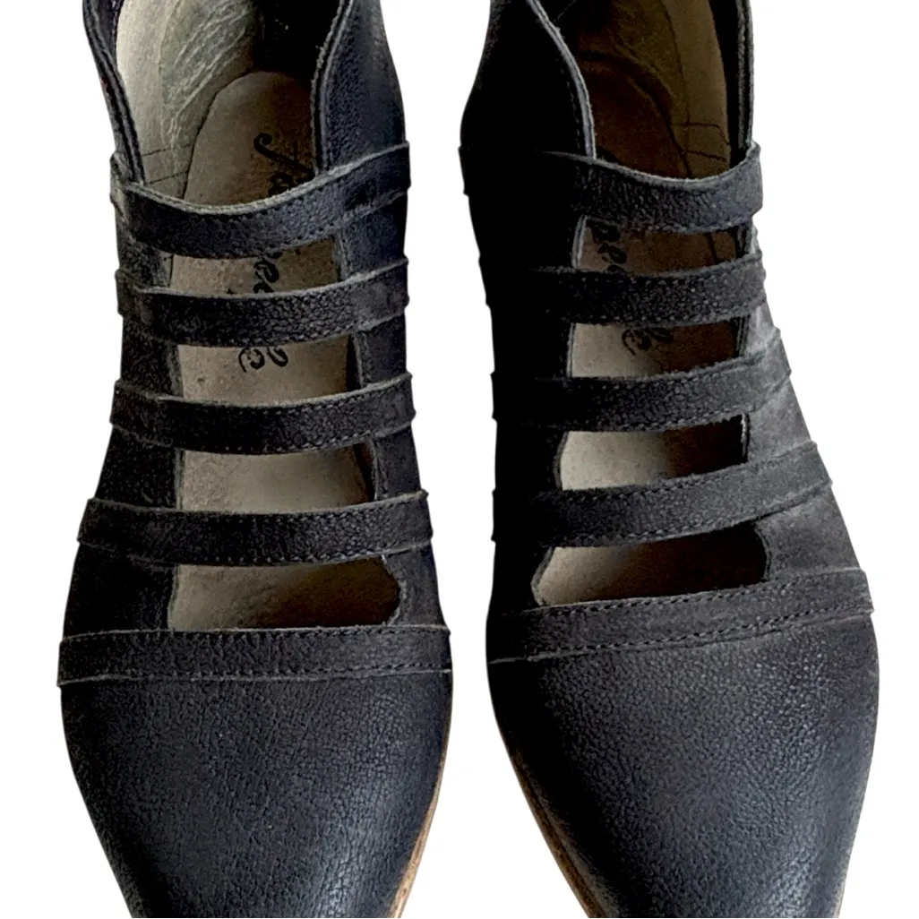 Free People Leather Emma Cut-Out Booties Black Size - Image 8