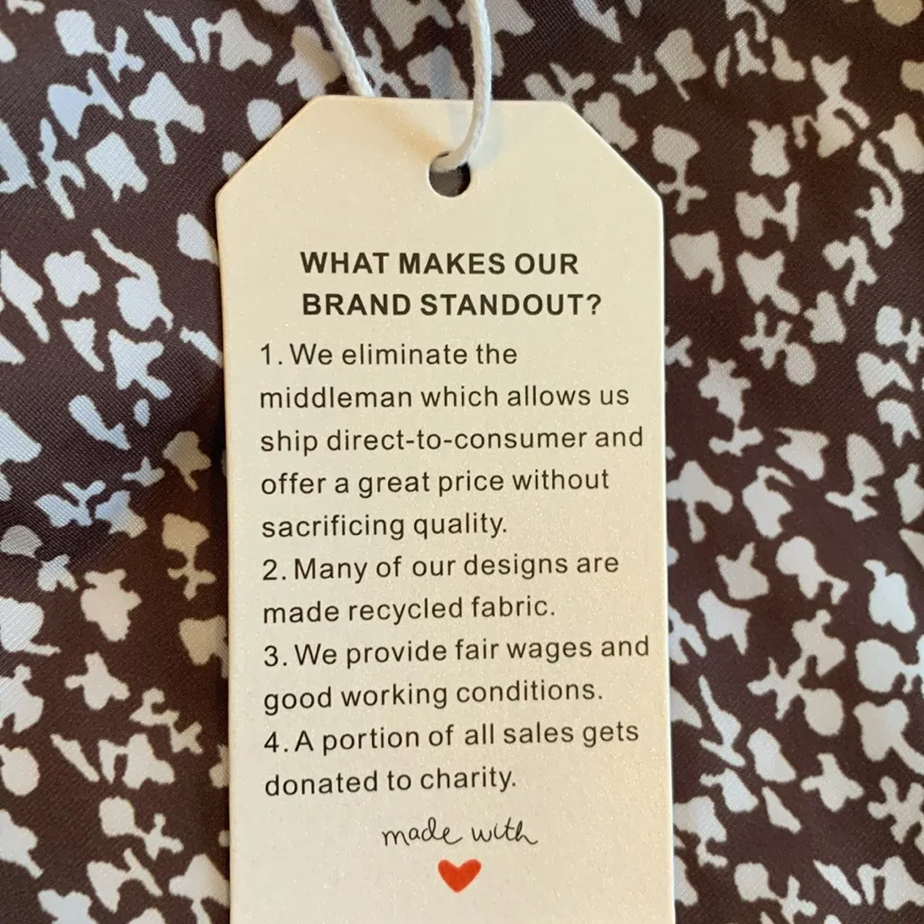 NWT Made with Love Brown and White Swim Dress Tankini Top Women’s Medium - Image 6