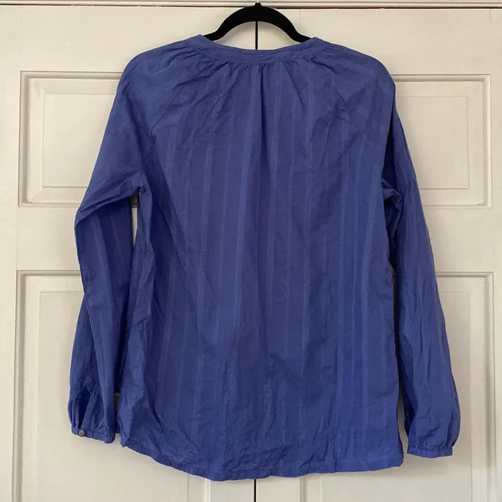 Woolrich Cotton Blouse Keyhole Button Details Flattering Wear‎ in Winter Stripes - Image 5