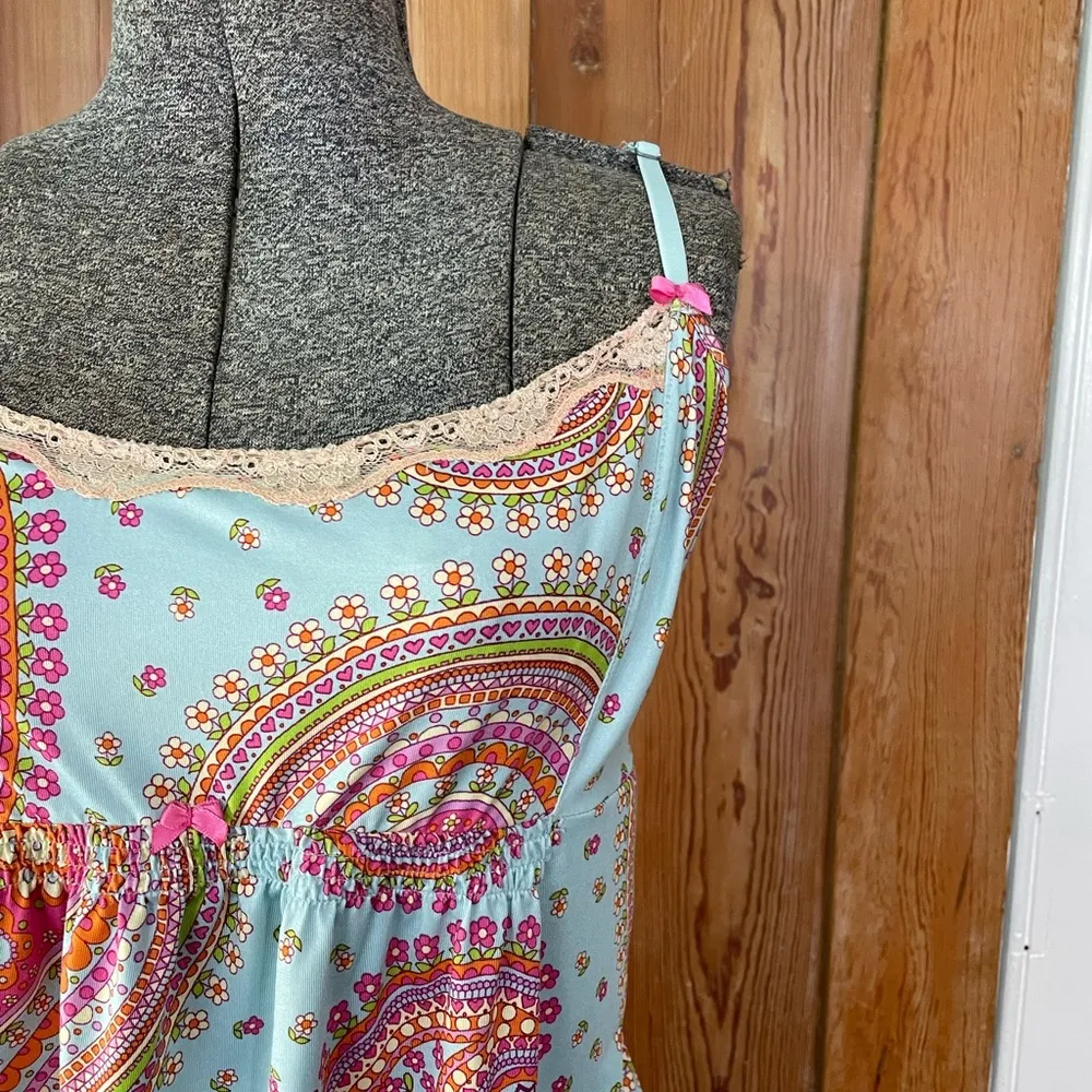 Betseyville Betsey Johnson Vintage Y2K Paisley Bow Detail Slip Dress - Sz XL - Image 5