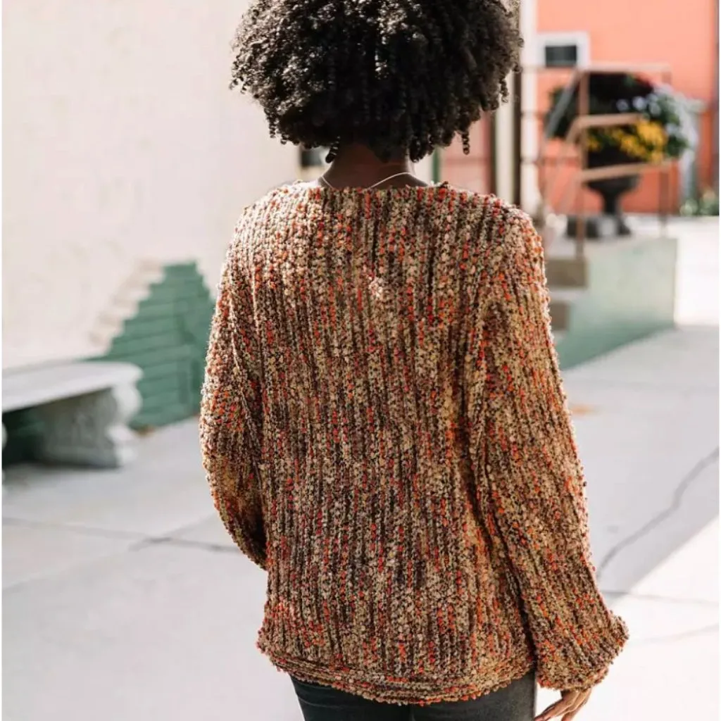 Blu Pepper Size Xl Nubby Surplice Twist Sweater Brown Chunky Knit Fall Cozy Boho - Image 3