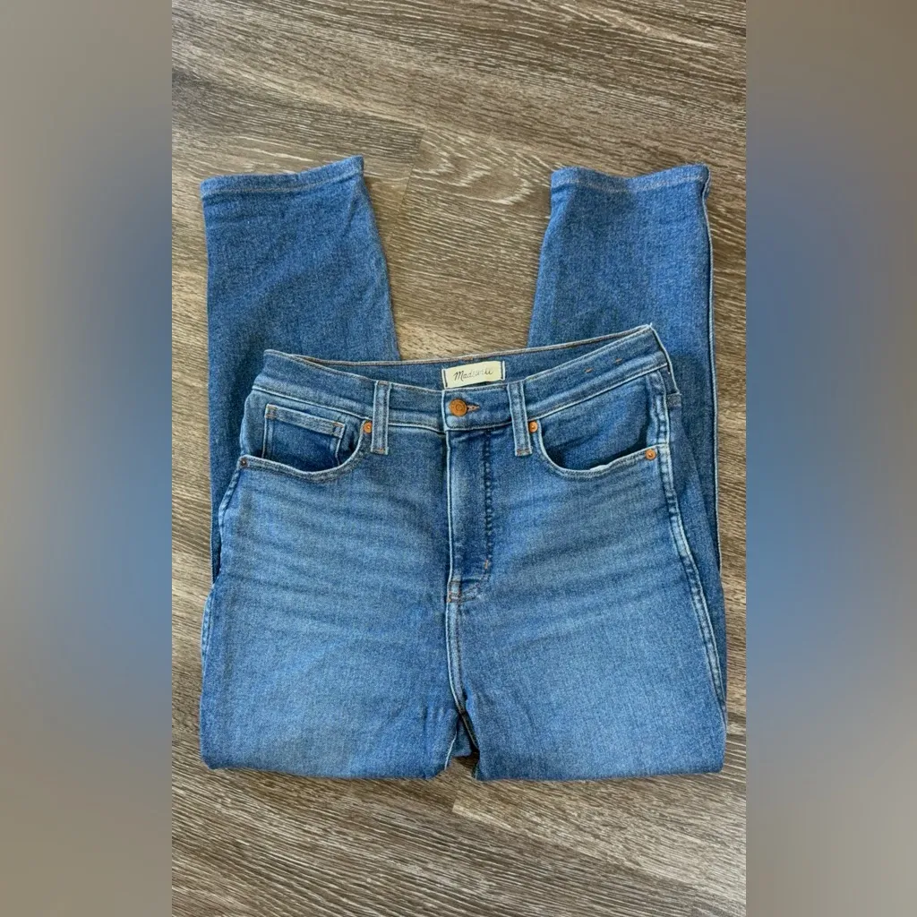 Madewell Stovepipe Jeans Blue High Rise‎ Cropped Straight Stretch Denim Casual - Image 5