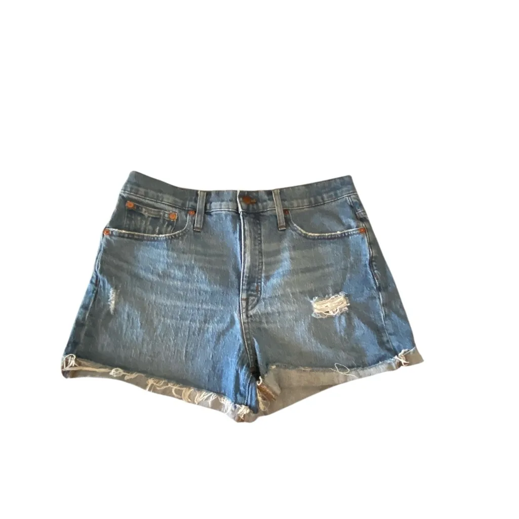 Madewell Jordie Wash Style High Rise Denim Cuffed Jean shorts Cut offs Cotton - Image 4