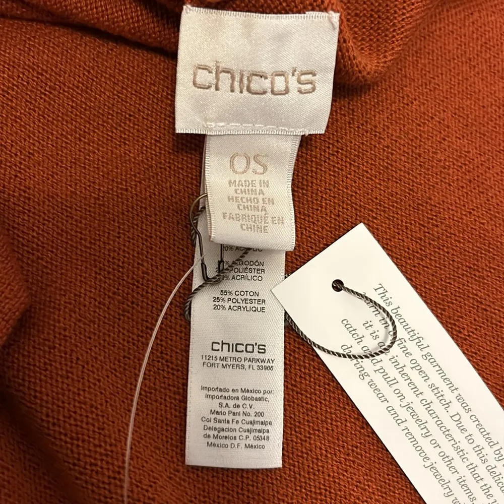 Chicos’s Joy Cowl Neck Poncho Russet Orange - Image 6