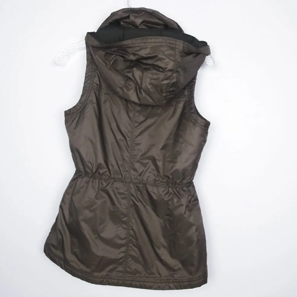 Columbia brown puffer vest with hoodie size XS - Image 3