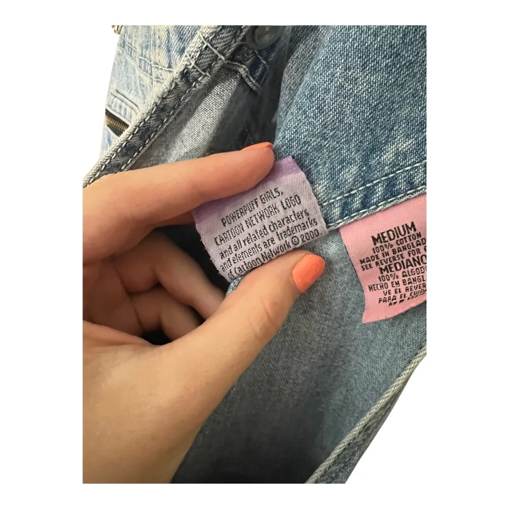 Vtg Y2K PowerPuff Girls Denim Overalls Medium 100% Cotton - Image 3