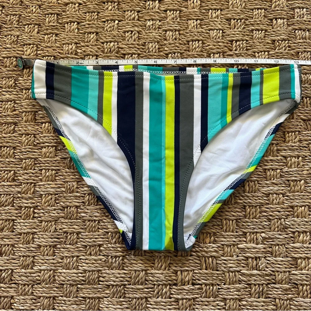 Aerie striped small bikini bottom blue, teal, green and white - Image 7