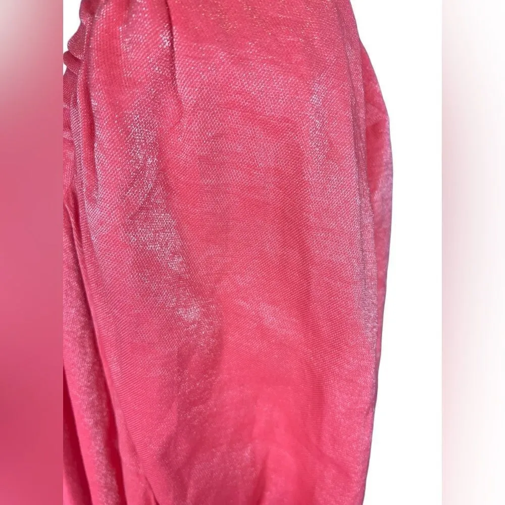 Free People Mara Shimmer Puff Sleeves Dress Hot‎ Pink - size small - Image 9