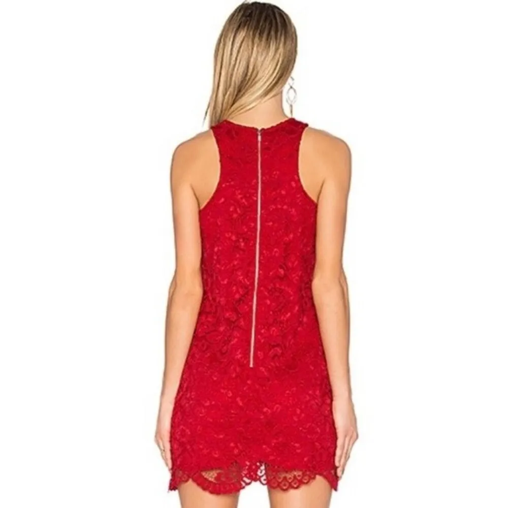 Lovers + Friends red floral lace mini shift dress women's size XS - Image 2