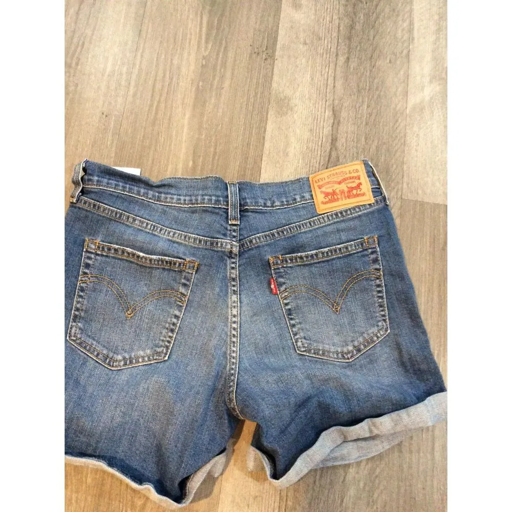 Levi Size 28 destroyed cuff shorts stretchy 4" inseam comfy Blue - Image 2