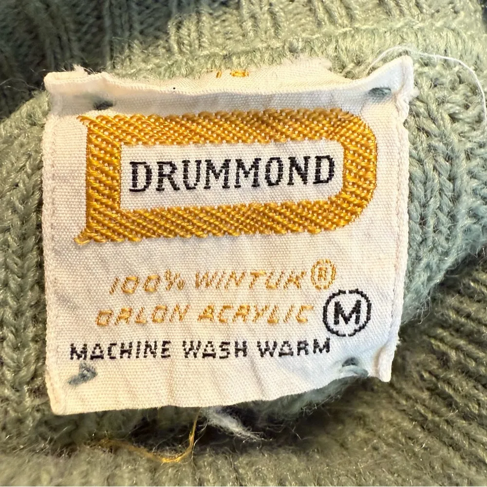 Vintage 70s Drummond Ribbed Turtleneck Sweater Size Medium Wintuk Orlon Acrylic Green - Image 5