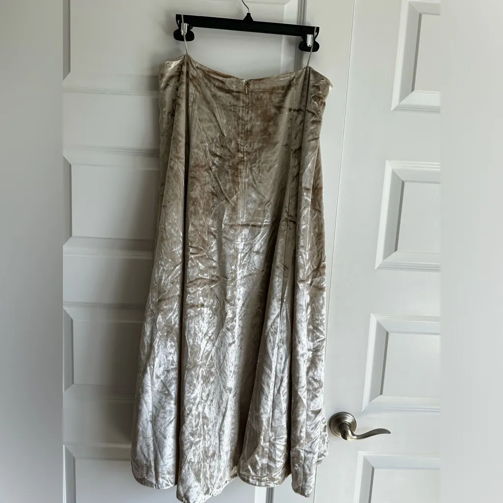 VINCE Champagne Paneled Velvet Slip Midi Skirt Size‎ 12 NWT - Image 12