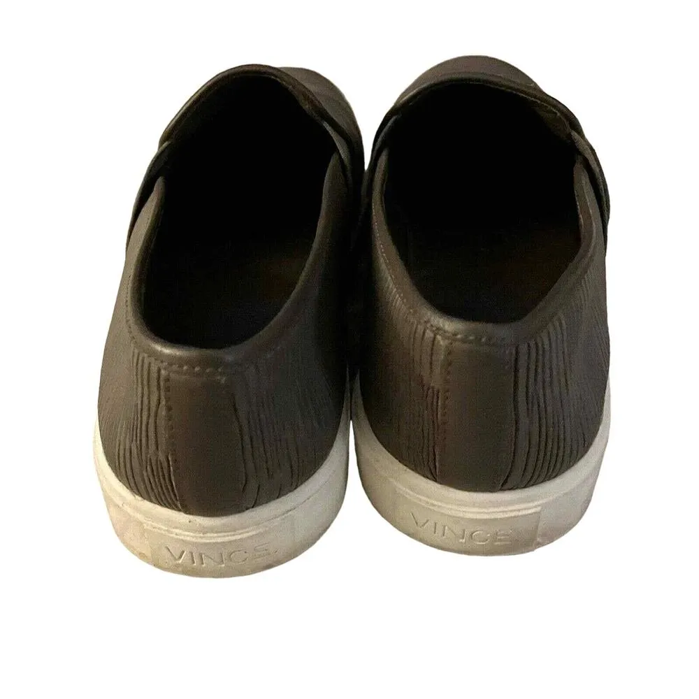 Vince Dark Gray Blair Textured Leather Slip On Sneakers - Size 7 - Casual Shoes - Image 3