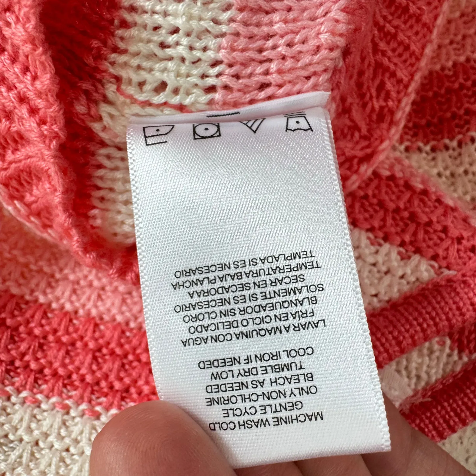 Madden NYC NWT Pink White Striped Crochet V - Image 7