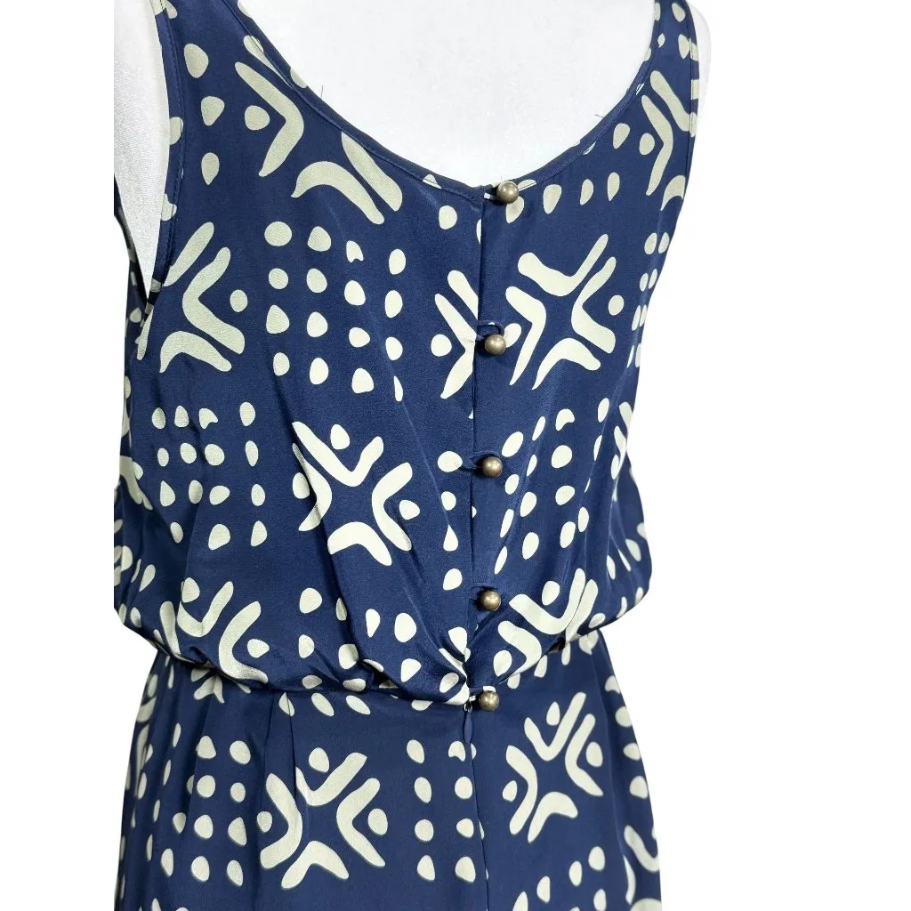 NWOT Anthropologie Sariah Womens Dress Size 2 Navy White Geometric Print Silk Blue - Image 4