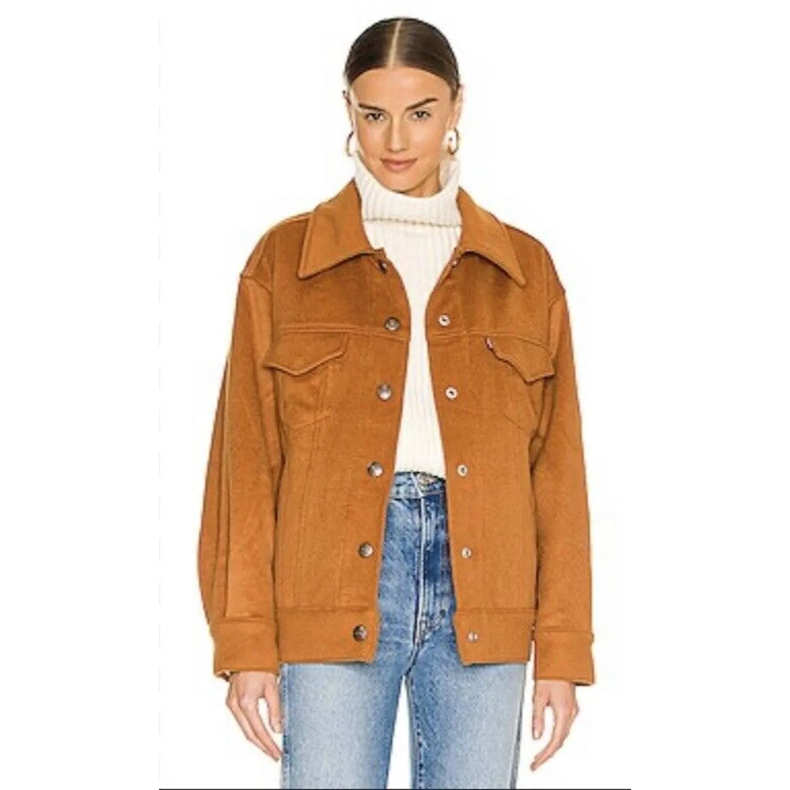 Levi's NWT  Big E Premium Women's Varsity Wool Trucker Glazed Ginger Jacket Sz‎ S - Image 2