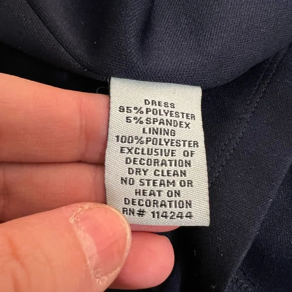 Eliza J Jeweled Neckline Sleeveless Side Ruched Navy-Blue Long Gown Size 4 - Image 9