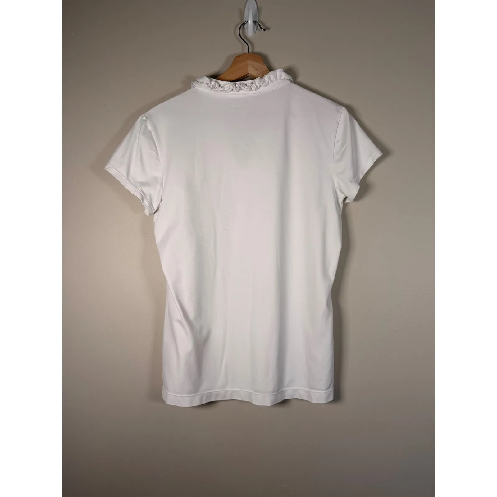 Lilly Pulitzer Luxletic Frida White Ruffle Collar Short Sleeve UPF Polo Shirt L - Image 4