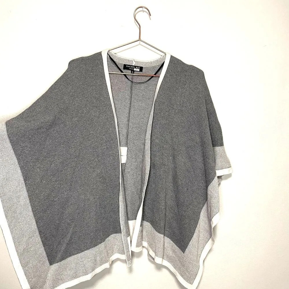 Rachel Roy Collection Gray Combo Colorblock Open Short Sleeve Shawl Size Large - Image 6