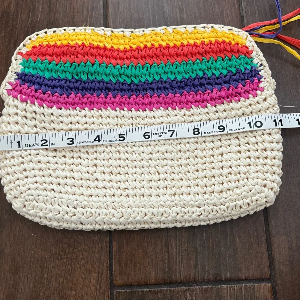 Carpetbags of America Rainbow Straw Clutch Purse Tan - Image 2