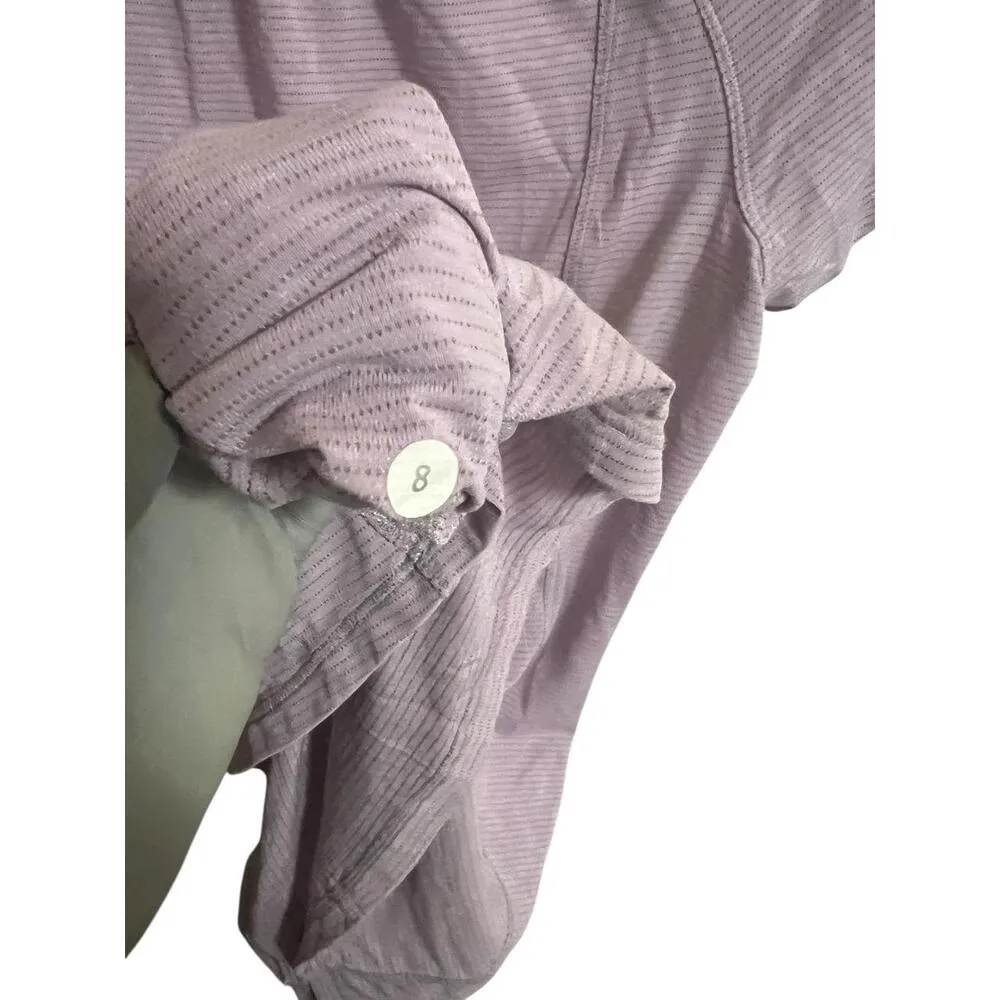 Lululemon Run Wild Short Sleeve Shirt Tech Top Sz 8 Lavender Rose Quartz Ruffle - Image 6