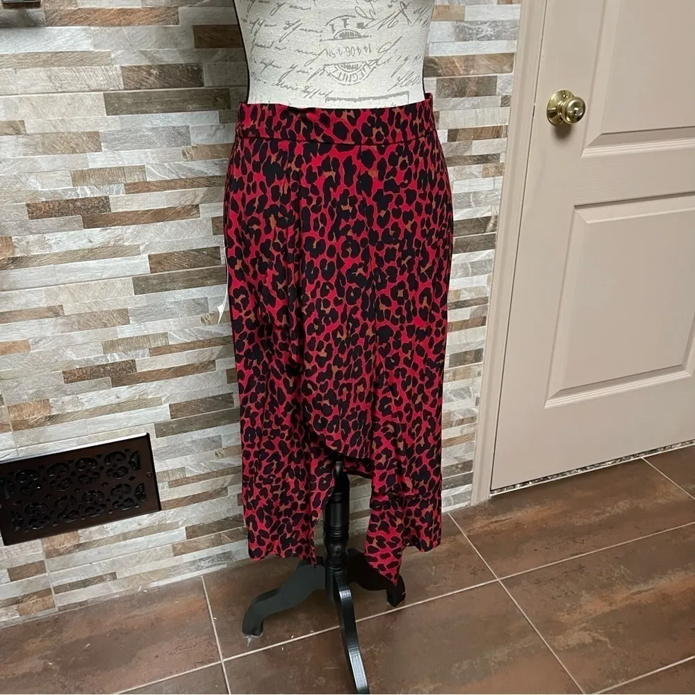 𝅺zara ASYMMETRIC ANIMAL PRINT SKIRT Sz L NWT - Image 7