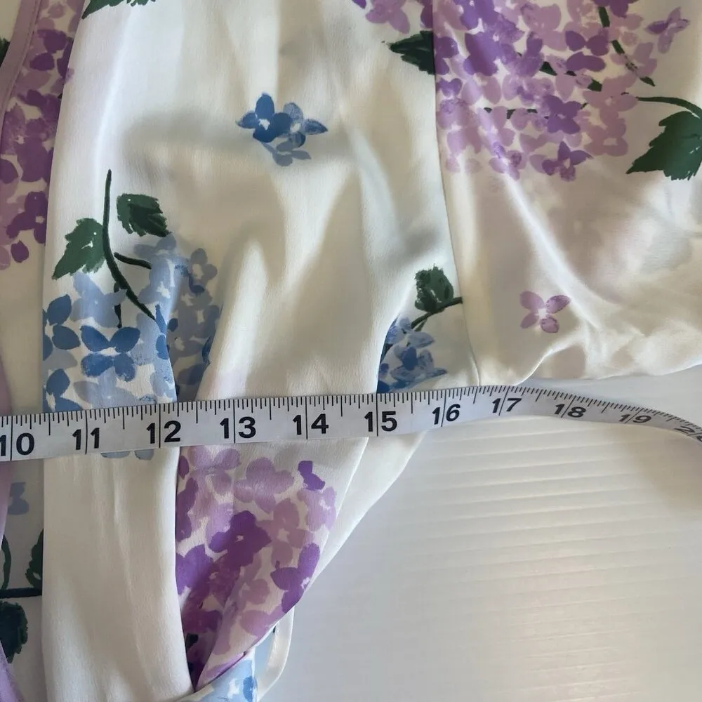 Kate Spade White Floral Robe Women’s Size M Medium Bridal Wedding Casual Short Blue - Image 9