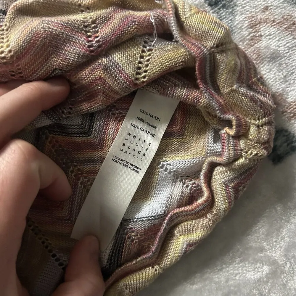 White House Black Market WHBM Chevron Peach Smoothie White Womens M - Image 5