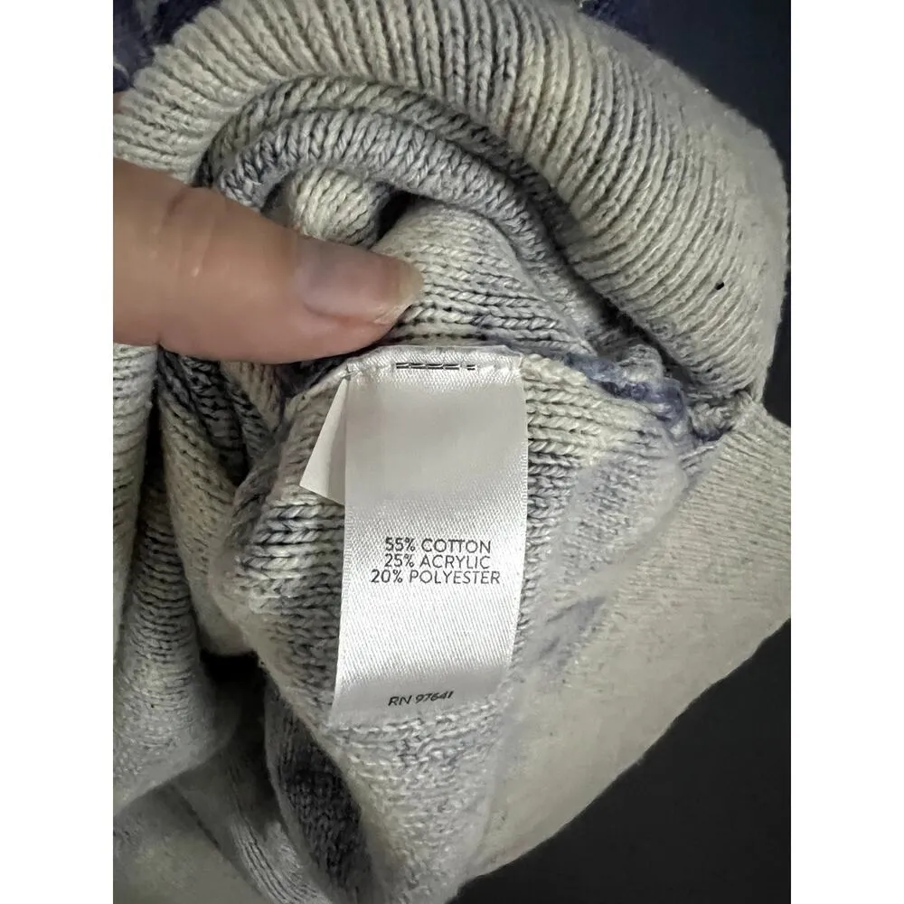 J. Jill Pure Jill Blue Floral Camo Sweater Cotton Blend Lagenlook Oversized Sm - Image 7