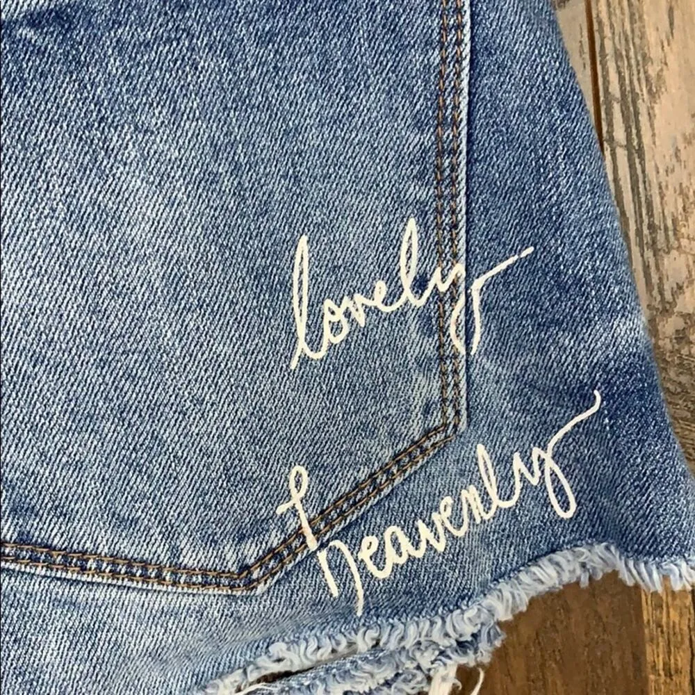 Zara Trafaluc Floral Embroidered Cutoff High Waist Jean Shorts - Image 3