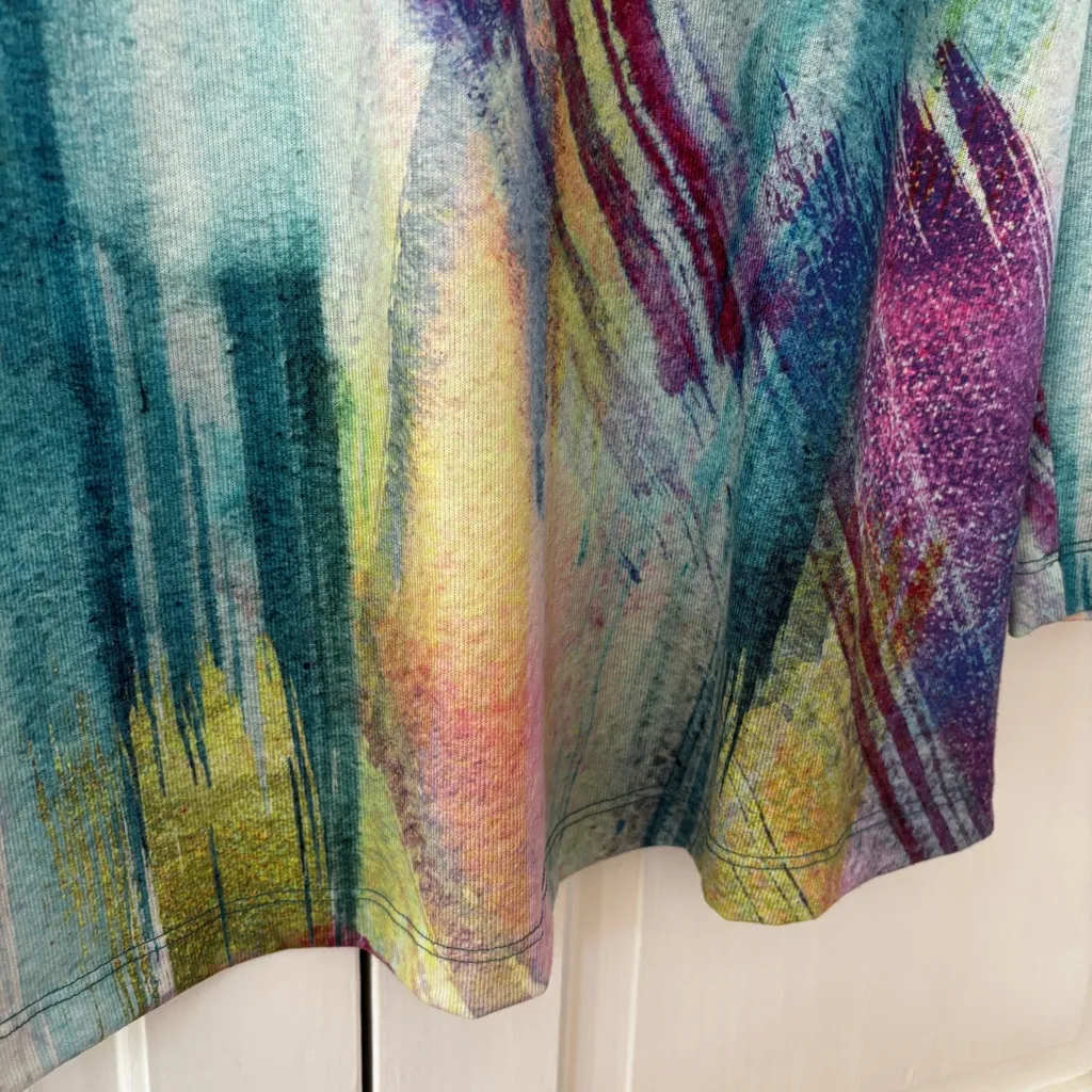 Soft Surroundings Size Large Tunic Top Blue Brushstroke Graphic Watercolor Shirt - Image 12