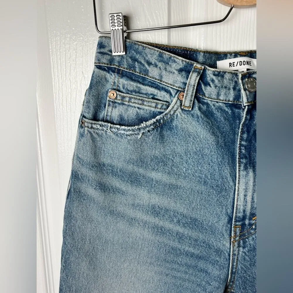 Re/done Revolve Womens Distressed Knee High Wst Originals 70s Straight Leg Sz 28 - Image 4