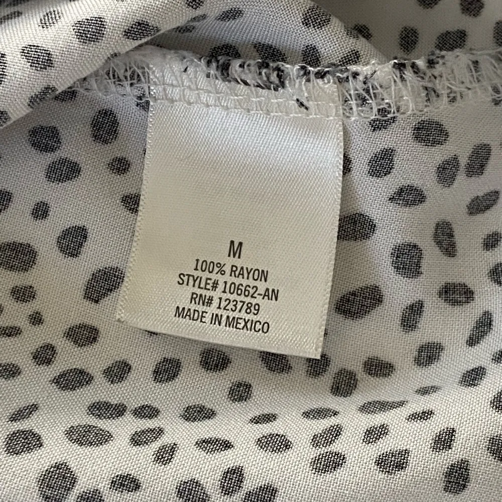 Blue Rain White and Black Animal Print Short Sleeve Cropped Peplum Top Size M - Image 3