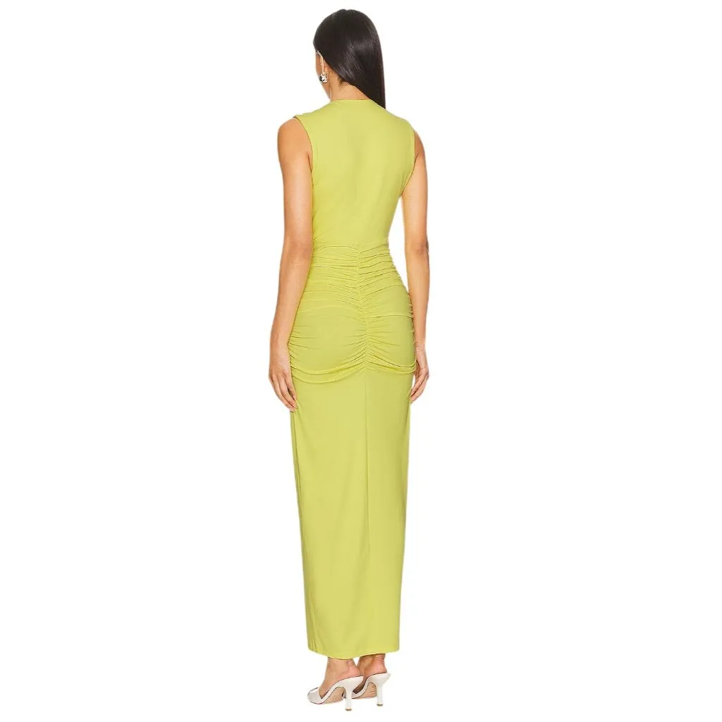 Susana Monaco Tie Front Gathered Dress in Glow X-Small New Womens Maxi - Image 2