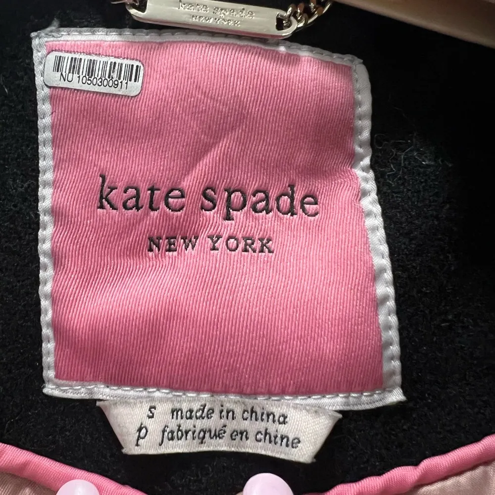 Kate Spade Black Wool Blend Notch Collar Coat Size Small $450 - Image 5