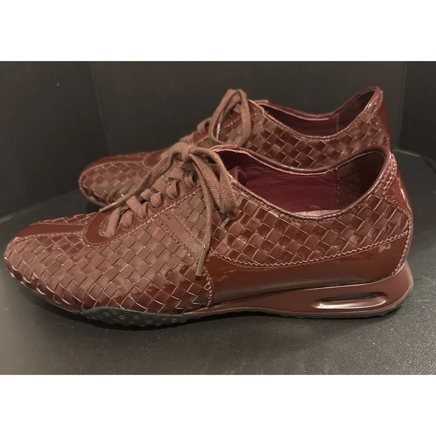 Cole Haan Womens Size 9 B Nikeair Sneakers Woven Lace Up Brown Rust Sporty - Image 4