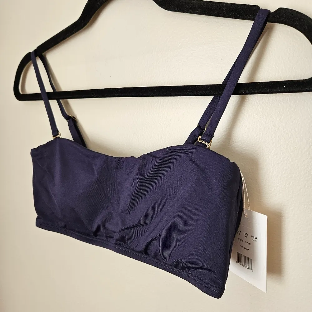 Andie Swim The Rio Top Bikini Navy Blue Neutral Vacation Travel Beach - Image 3