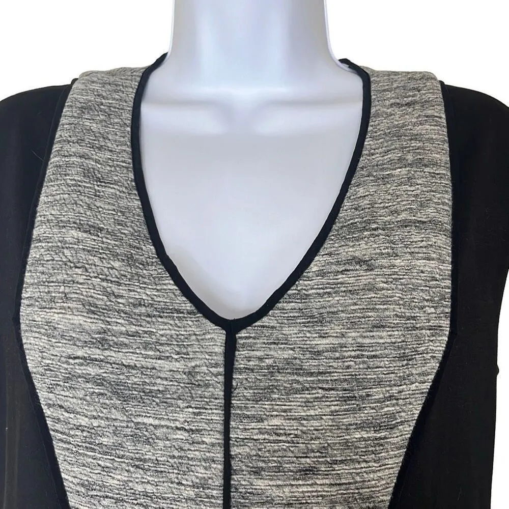 Rebecca Taylor Black Gray Fit N Flare Mini Dress Back Zipper Small Workwear - Image 3