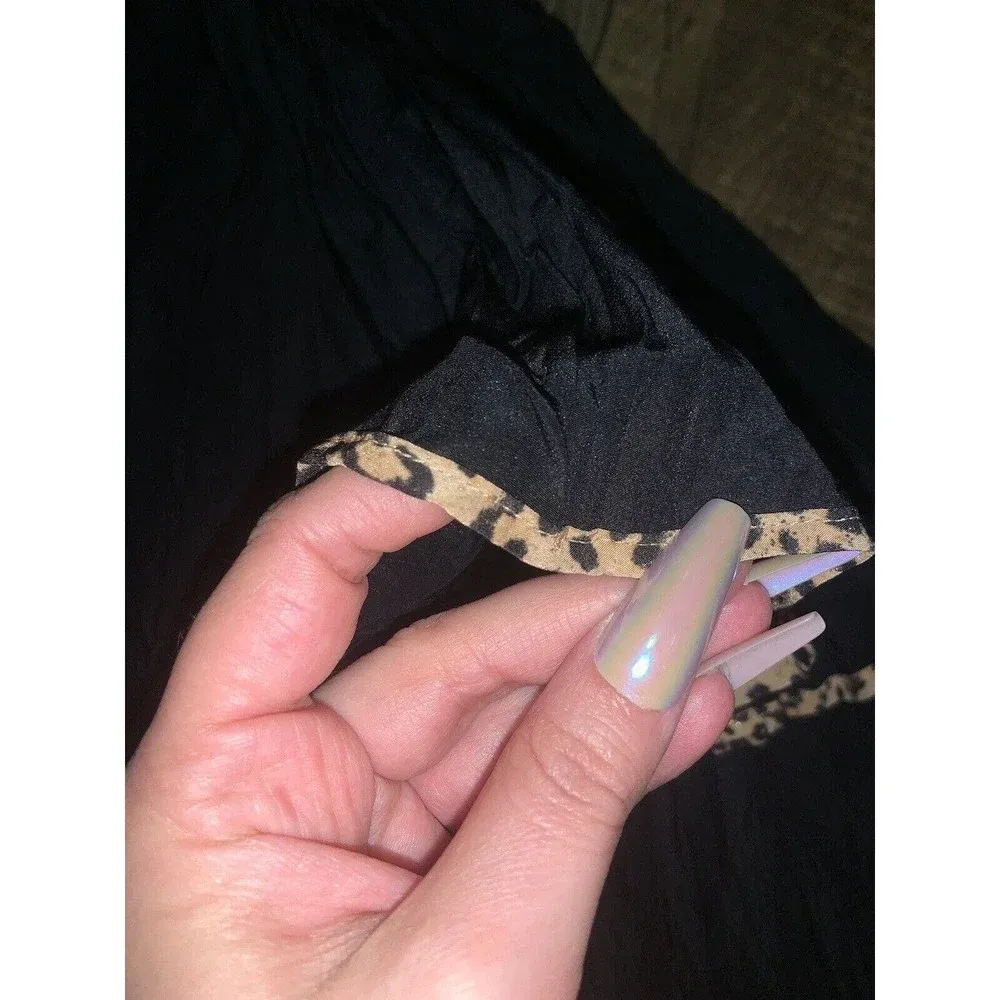 Roberto cavalli Satin Y2k designer Ruffle Skirt Cheetah luxury boho fall Vtg - Image 3