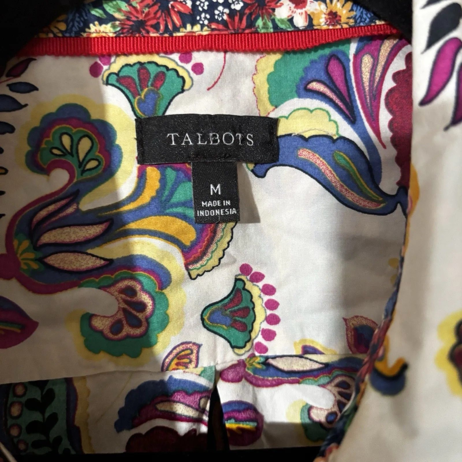 Talbots Top Women Medium Multicolor Floral Cotton Collared Button Up Blouse - Image 7