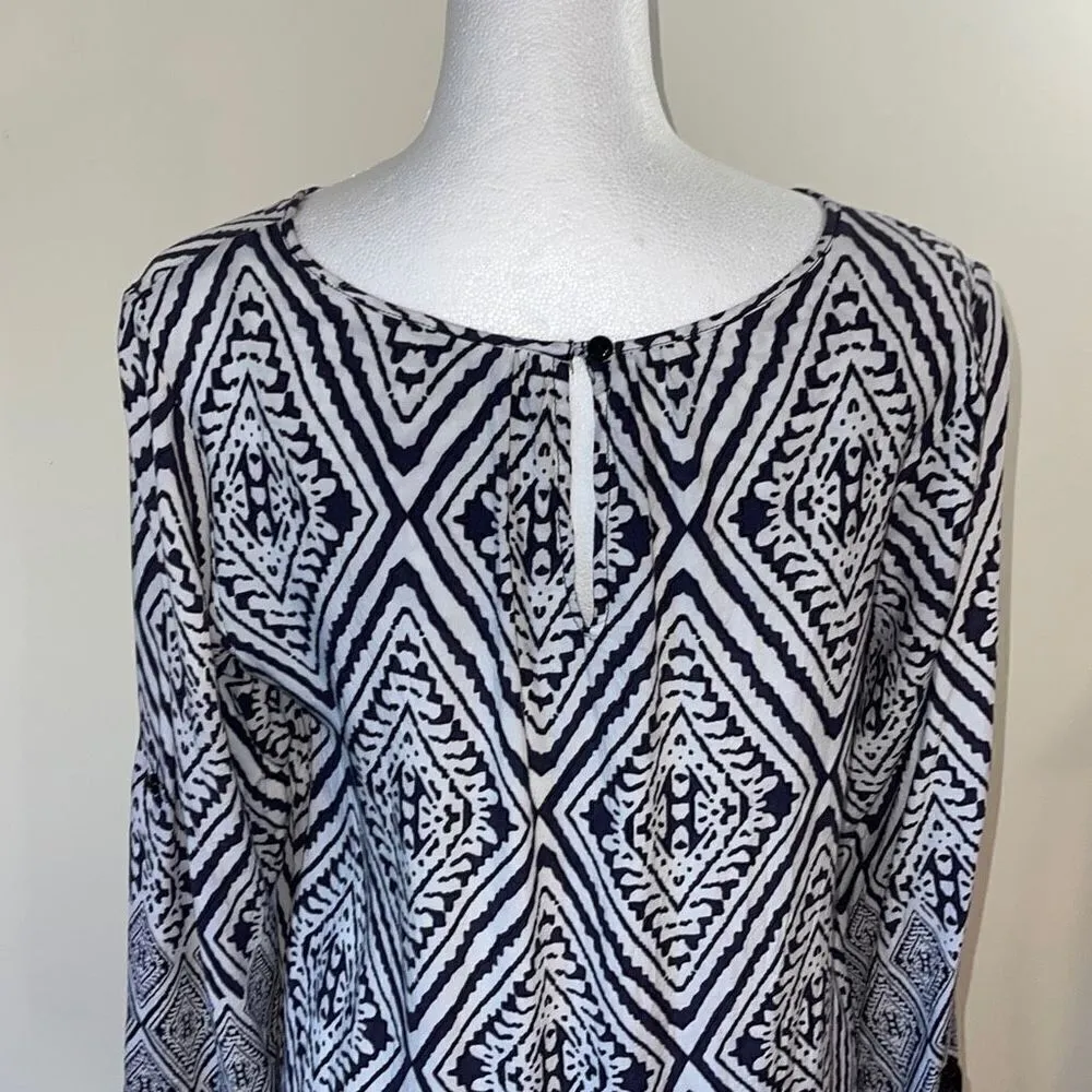 Fun2fun Women's 3/4 Sleeve Top Blouse Bohemian Geometric Tunic Black Size Medium - Image 11