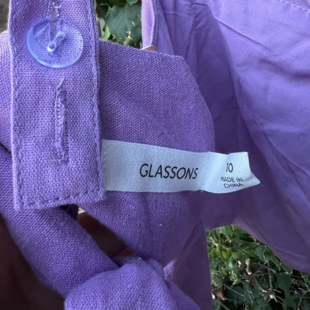 Glassons Linen Blend Violet Purple Crop Top With Double Tie Back - Image 5