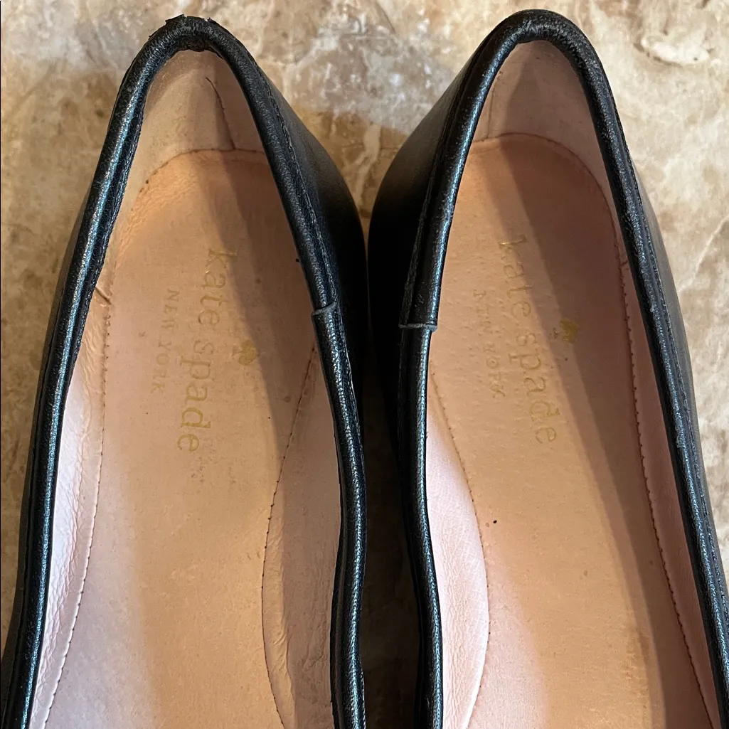 Kate Spade Black Leather Flats with Fringe & Gold Accents - Size 7 - Image 4
