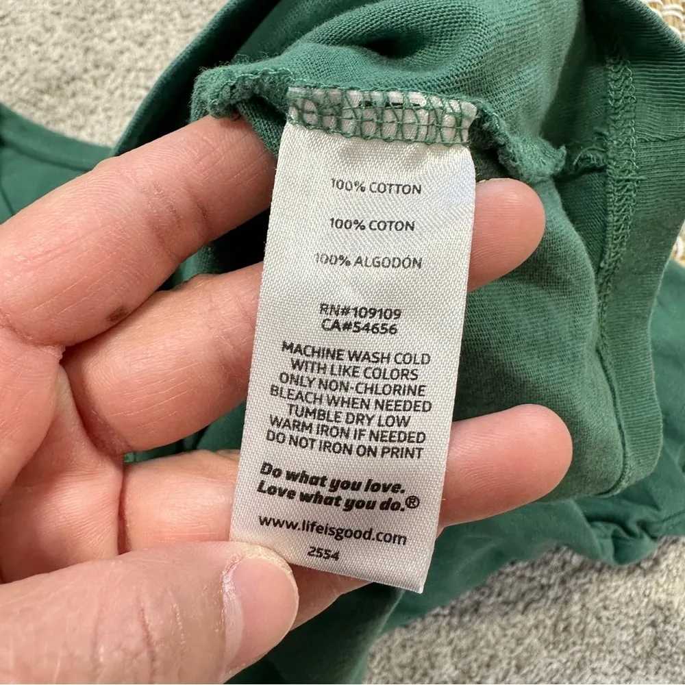 Life is Good Women’s Camp More Stress Les Tee Shortsleeve V-Neck in Green SP - Image 11