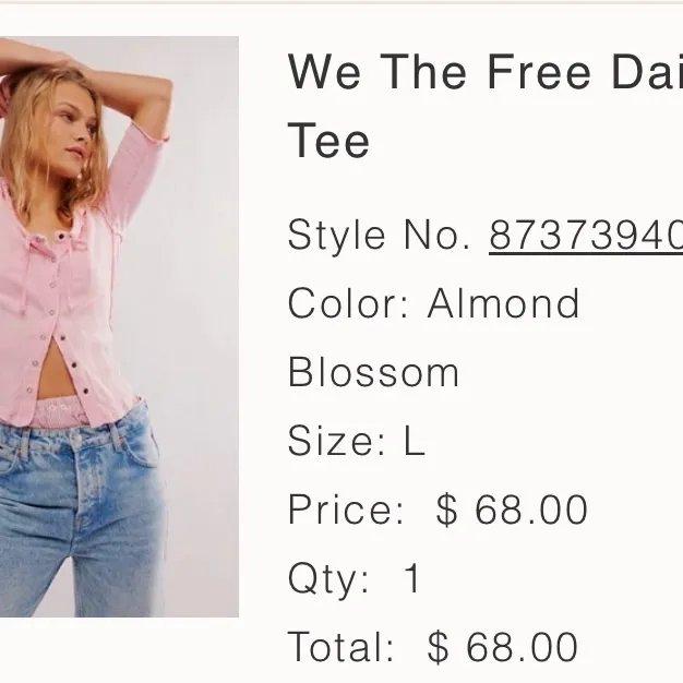 We The Free Daisy Tee | Button Front Ribbed Top | Pink | Size L Size L - Image 2