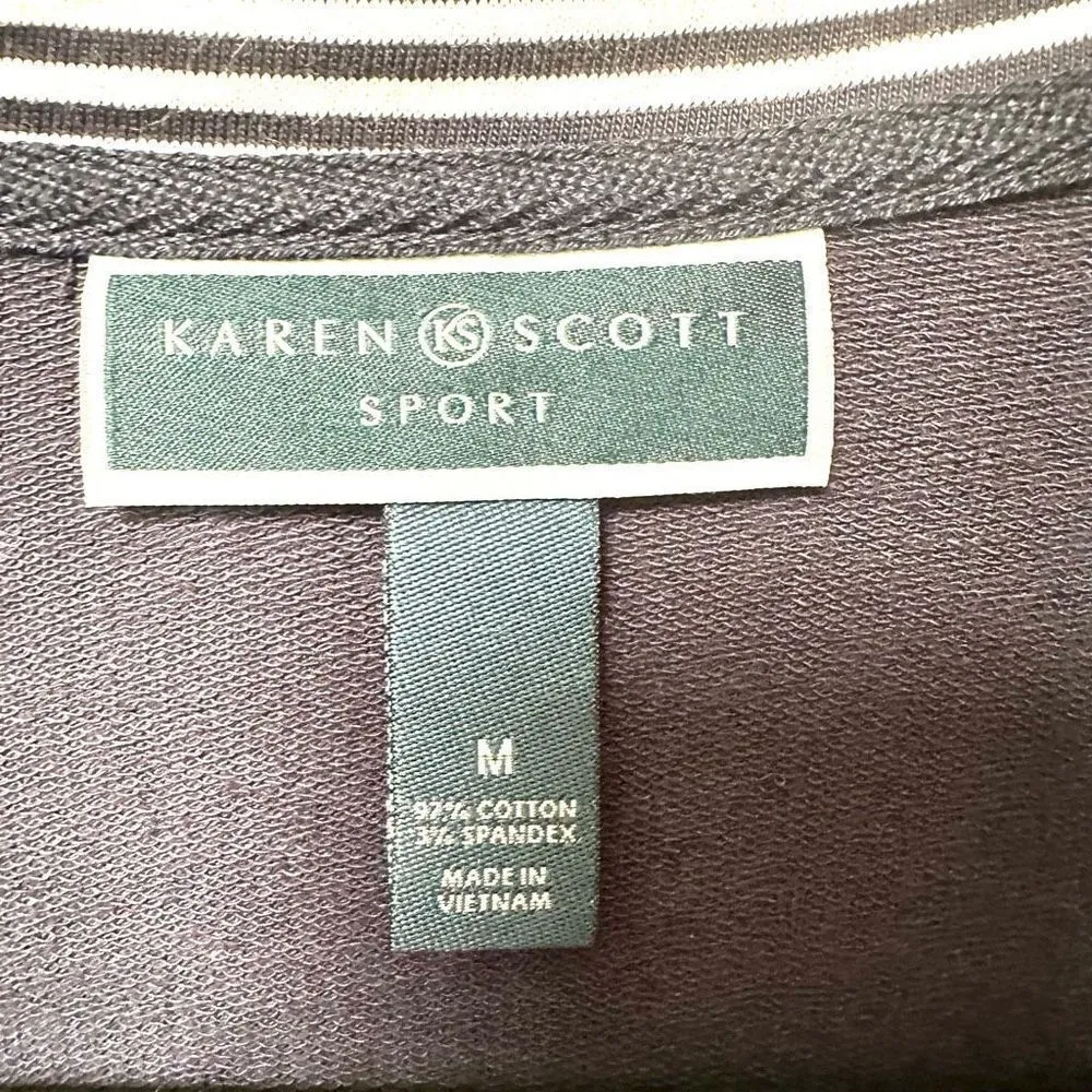 Karen Scott navy and white zip up jacket - Image 6