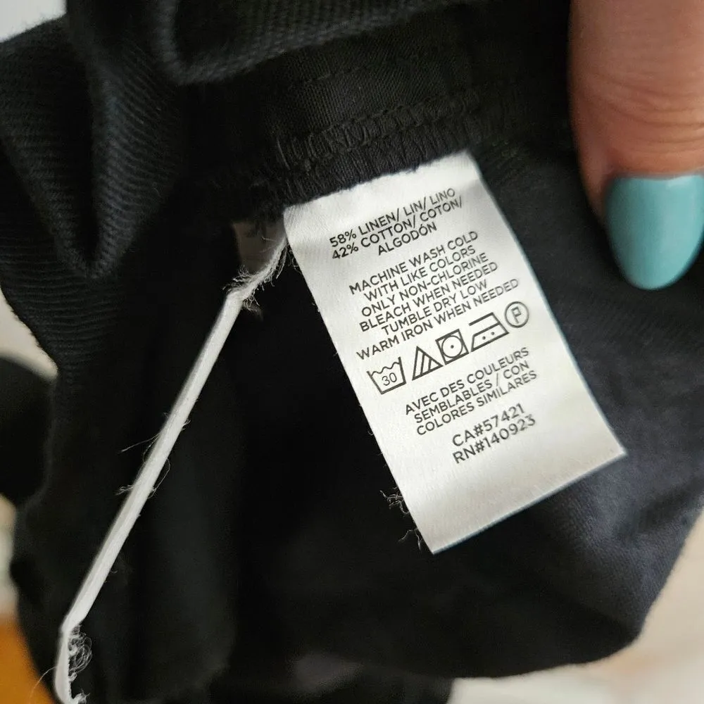 Loft Paperbag Pants Black Casual Belted Pockets Neutral Trendy Comfy - Image 8